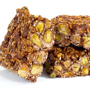 Pistachio Nut Brittle (with carob syrup)